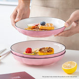 SOGA Pink Japanese Style Ceramic Dinnerware Crockery Soup Bowl Plate Server Kitchen Home Decor Set of 10 - Cafe Supply