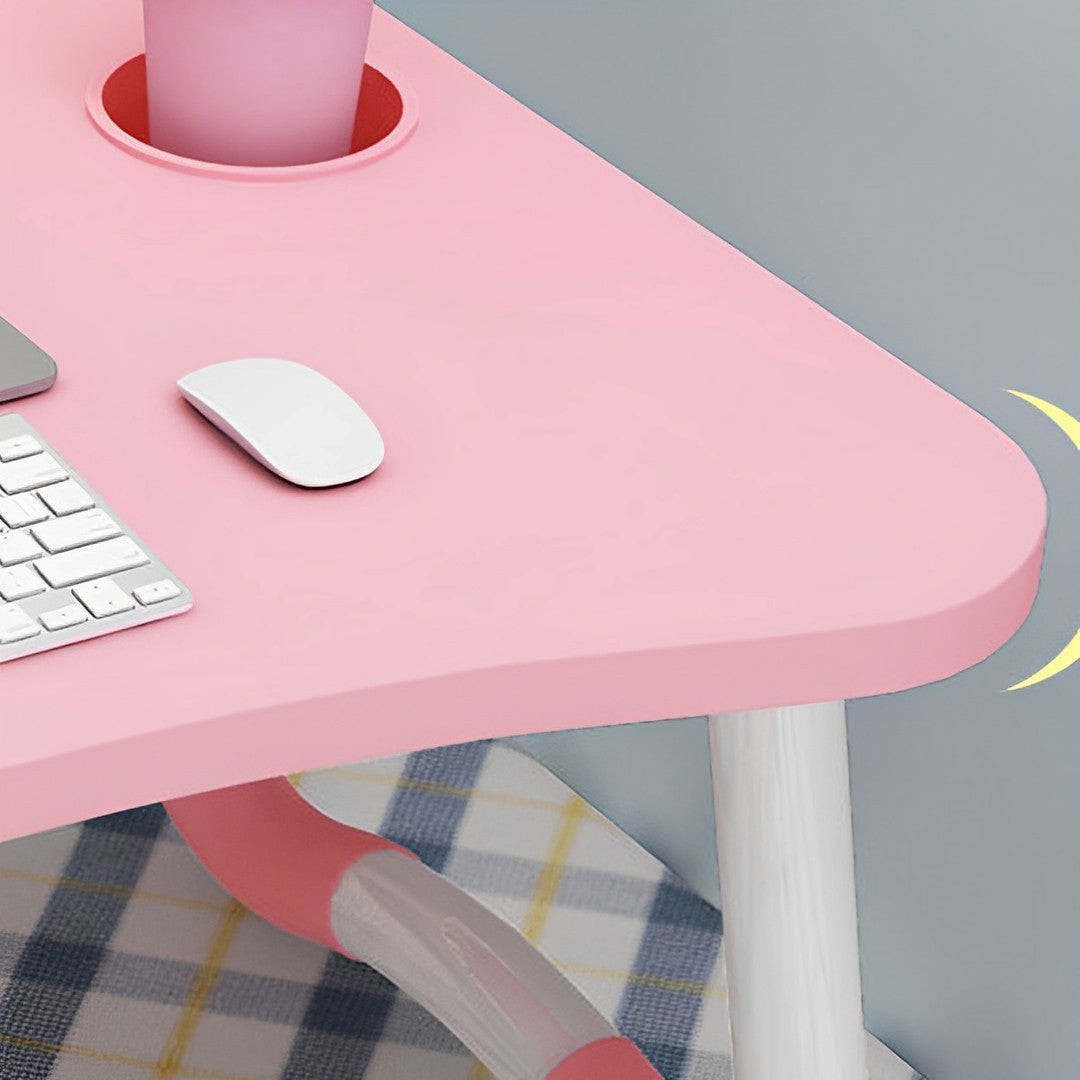 SOGA 2X Pink Portable Bed Table Adjustable Folding Mini Desk Notebook Stand Card Slot Holder with Cup-Holder Home Decor - Cafe Supply