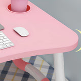 SOGA 2X Pink Portable Bed Table Adjustable Folding Mini Desk Notebook Stand Card Slot Holder with Cup-Holder Home Decor - Cafe Supply