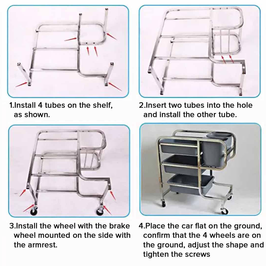 SOGA 2X 3 Tier Food Trolley Food Waste Cart Five Buckets Kitchen Food Utility 80x43x89cm Round - Cafe Supply