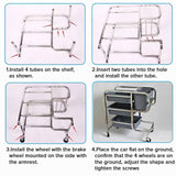 SOGA 2X 3 Tier Food Trolley Food Waste Cart Five Buckets Kitchen Food Utility 80x43x89cm Round - Cafe Supply
