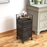 SOGA 2X 3 Tier Steel Square Rotating Kitchen Cart Multi-Functional Shelves Portable Storage Organizer with Wheels - Cafe Supply
