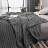 SOGA 2X GreyThrow Blanket Warm Cozy Striped Pattern Thin Flannel Coverlet Fleece Bed Sofa Comforter - Cafe Supply