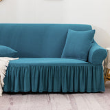 SOGA 4-Seater Blue Sofa Cover with Ruffled Skirt Couch Protector High Stretch Lounge Slipcover Home Decor - Cafe Supply