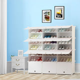 SOGA 7 Tier 3 Column White Shoe Rack Organizer Sneaker Footwear Storage Stackable Stand Cabinet Portable Wardrobe with Cover - Cafe Supply