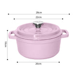 SOGA 2X 22cm Pink Cast Iron Ceramic Stewpot Casserole Stew Cooking Pot With Lid - Cafe Supply