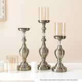 SOGA 49.5cm Glass Candlestick Candle Holder Stand Pillar Glass/Iron Metal - Cafe Supply