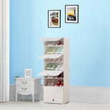 SOGA 7 Tier White Shoe Rack Organizer Sneaker Footwear Storage Stackable Stand Cabinet Portable Wardrobe with Cover - Cafe Supply