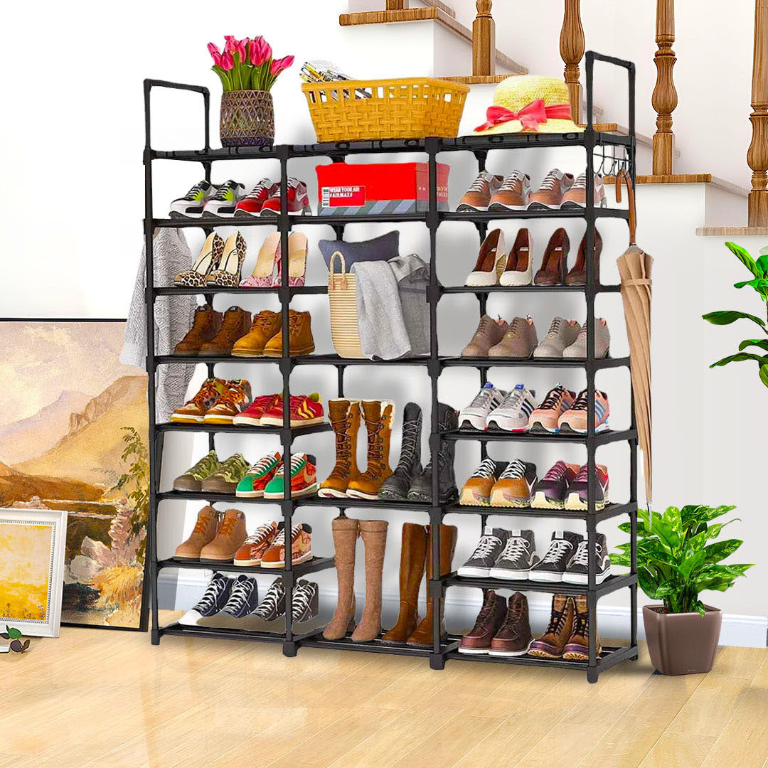 SOGA 2X 21-Shelf Tier Shoe Storage Shelf Space-Saving Caddy Rack Organiser with Handle - Cafe Supply