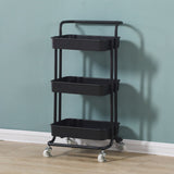 SOGA 2X 3 Tier Steel Black Movable Kitchen Cart Multi-Functional Shelves Portable Storage Organizer with Wheels - Cafe Supply