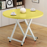 SOGA Yellow Dining Table Portable Round Surface Space Saving Folding Desk Home Decor - Cafe Supply