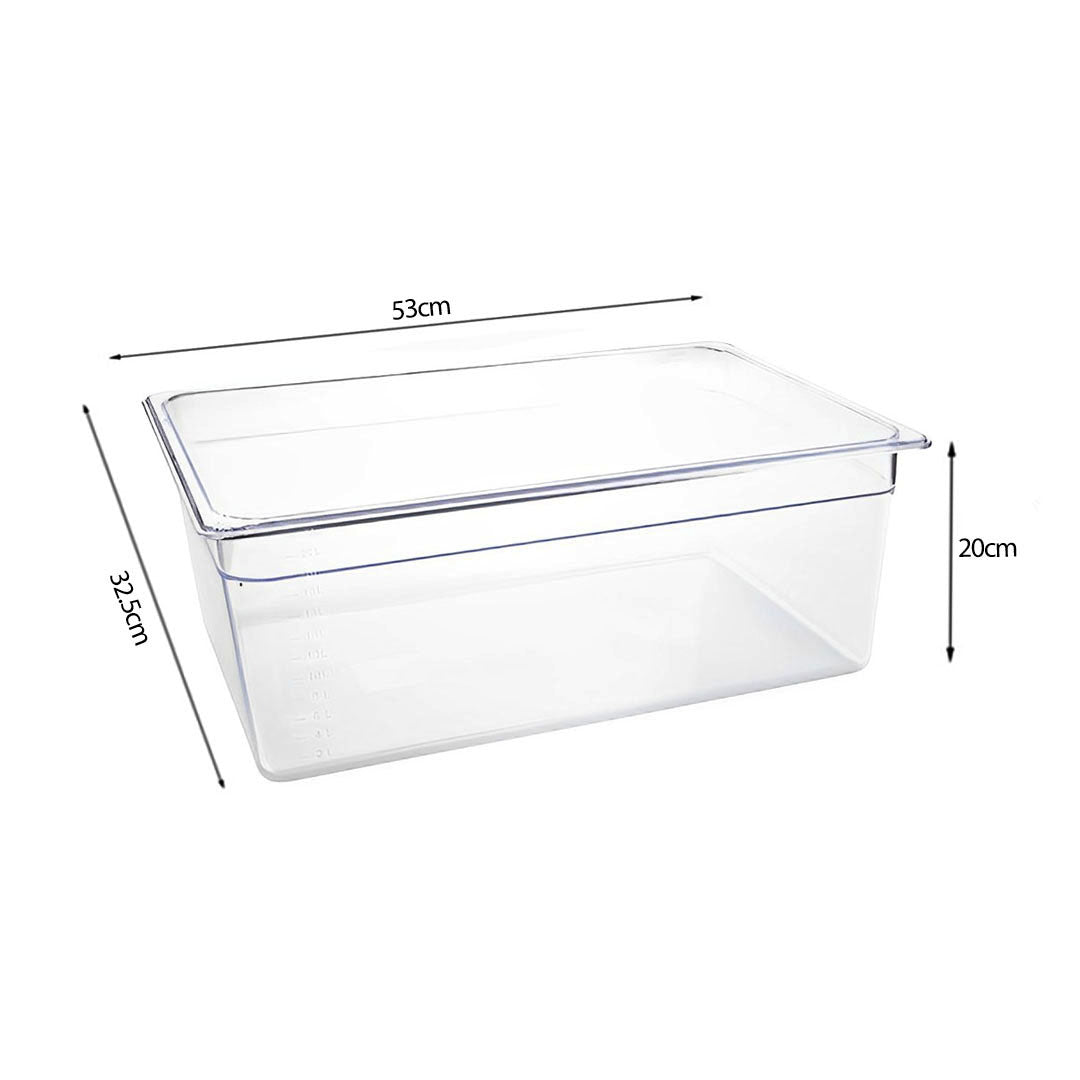 SOGA 200mm Clear Gastronorm GN Pan 1/1 Food Tray Storage Bundle of 2 - Cafe Supply