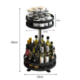SOGA 2X 2 Tier Steel Black Round Rotating Multi-Function Kitchen Portable Storage Spice Seasoning Kitchen Countertop Organiser Shelf - Cafe Supply