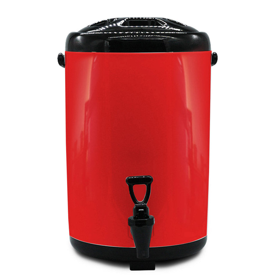 SOGA 10L Stainless Steel Insulated Milk Tea Barrel Hot and Cold Beverage Dispenser Container with Faucet Red - Cafe Supply