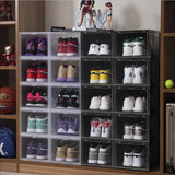 SOGA 2X 6 Tier Transparent Portable Shoe Organiser Sneaker Footwear Folding Plastic Bin Stackable Storage Box with Magnetic Door - Cafe Supply