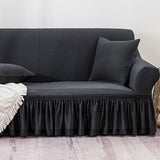 SOGA 4-Seater Dark Grey Sofa Cover with Ruffled Skirt Couch Protector High Stretch Lounge Slipcover Home Decor - Cafe Supply