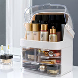 SOGA 2X 3 Tier White Countertop Makeup Cosmetic Storage Organiser Skincare Holder Jewelry Storage Box with Handle - Cafe Supply