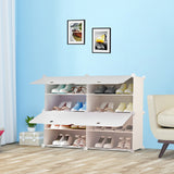 SOGA 4 Tier 2 Column White Shoe Rack Organizer Sneaker Footwear Storage Stackable Stand Cabinet Portable Wardrobe with Cover - Cafe Supply