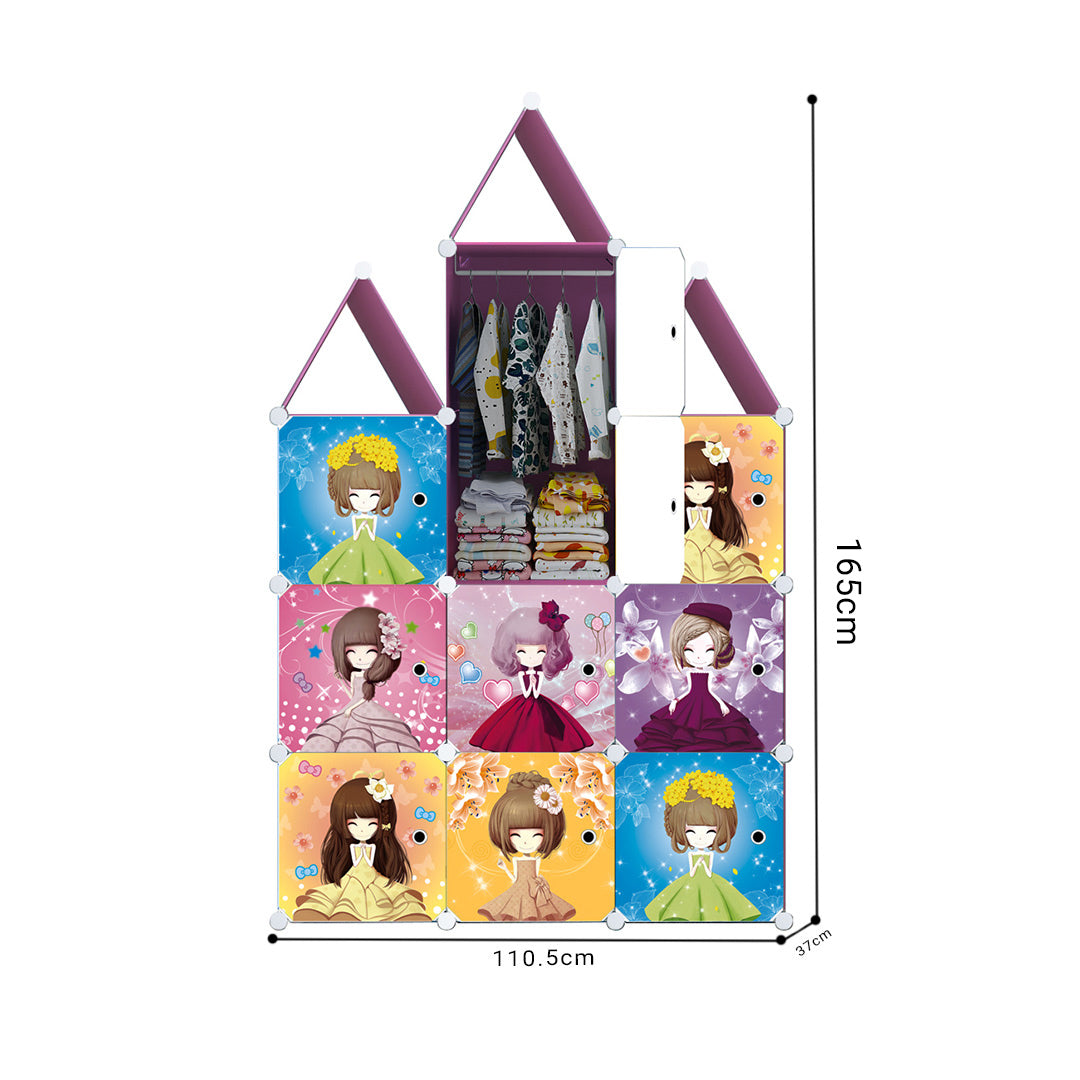 SOGA 10 Cubes DIY Princess Design Portable Wardrobe Divide-Grid Modular Storage Organiser Foldable Closet - Cafe Supply