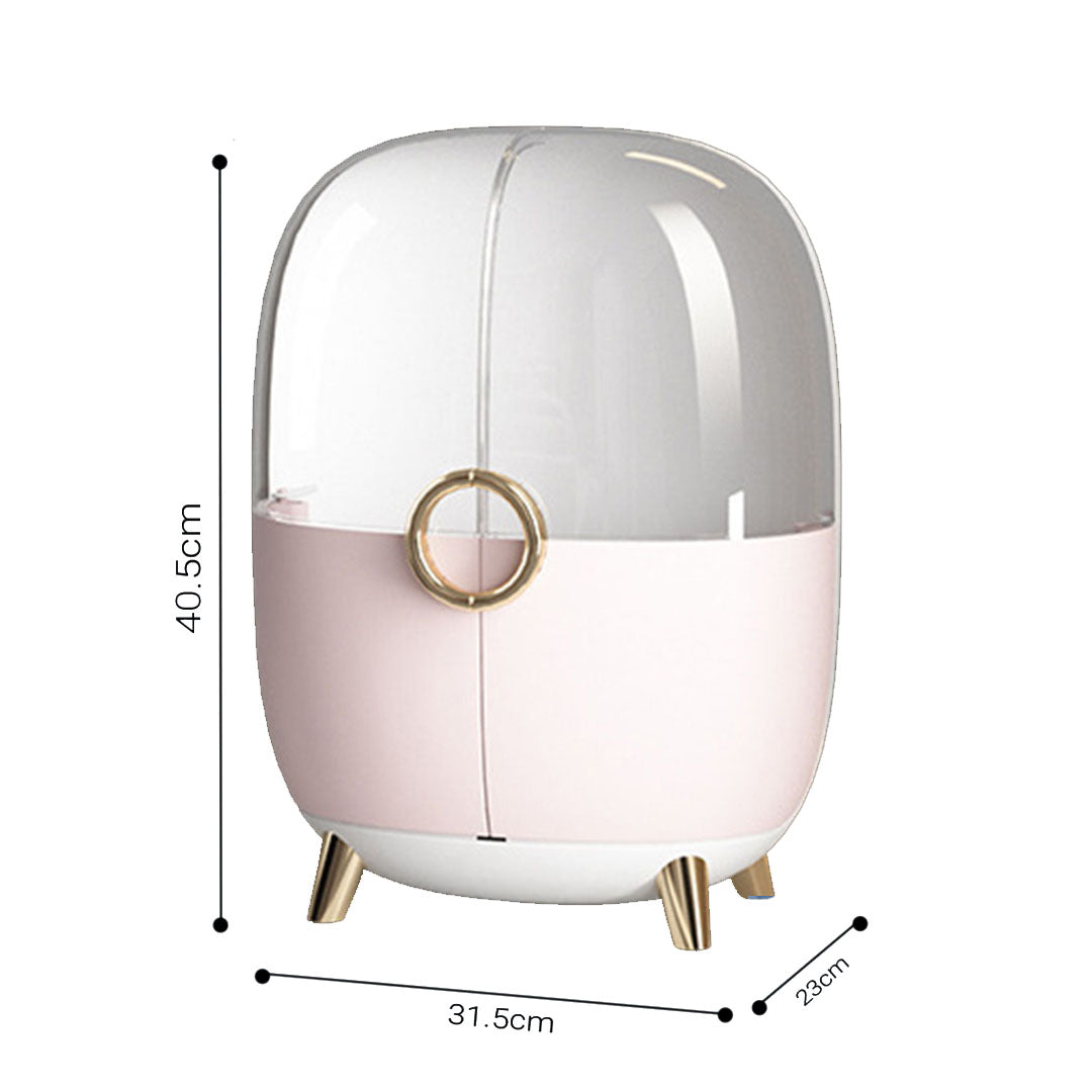 SOGA 2X Pink Transparent Countertop Makeup Organiser Cosmetic Storage Waterproof Dustproof Bathroom Skincare Holder with Lid - Cafe Supply