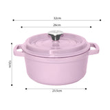 SOGA 2X 26cm Pink Cast Iron Ceramic Stewpot Casserole Stew Cooking Pot With Lid - Cafe Supply