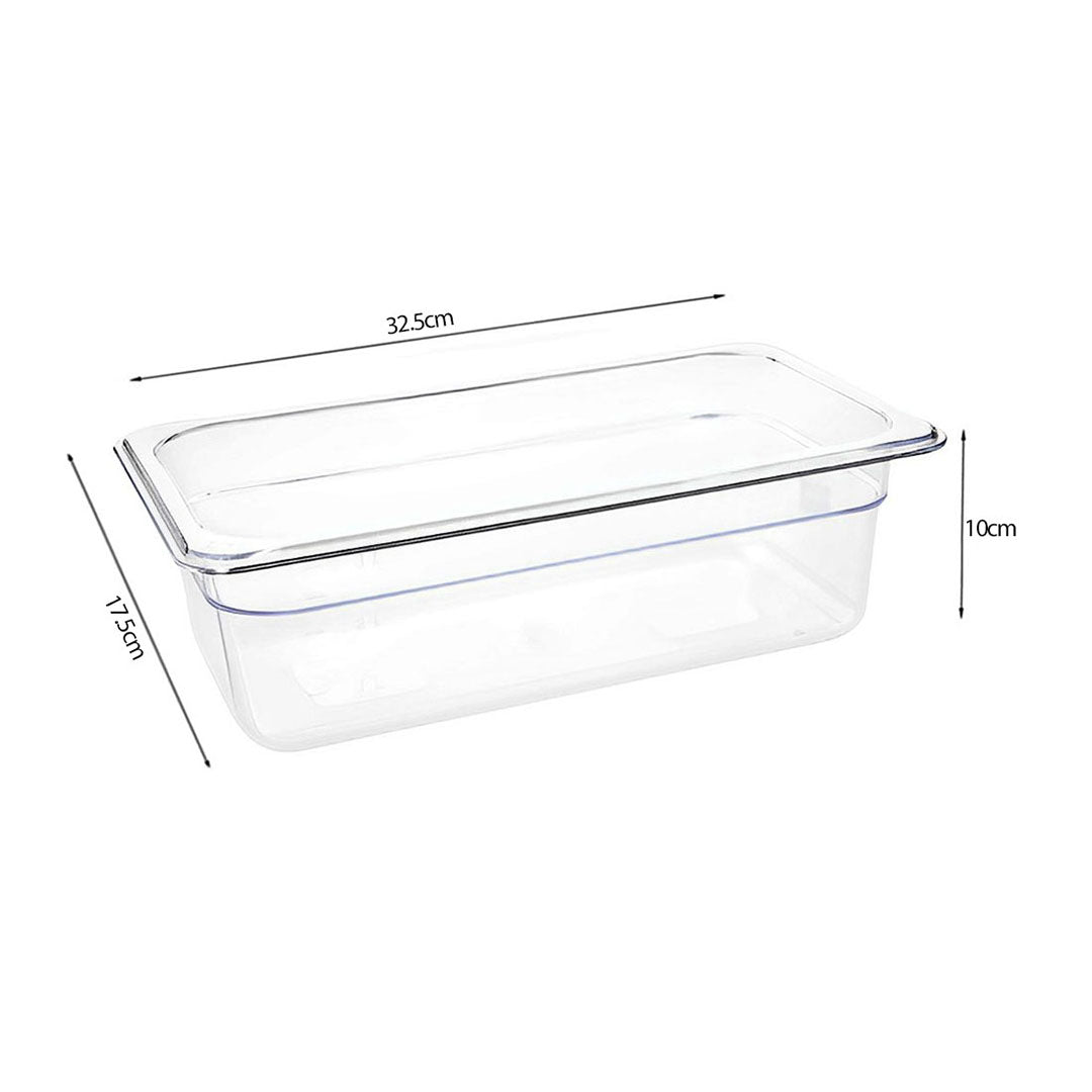 SOGA 100mm Clear Gastronorm GN Pan 1/3 Food Tray Storage with Lid - Cafe Supply