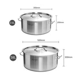 SOGA Stock Pot 14L 58L Top Grade Thick Stainless Steel Stockpot 18/10 - Cafe Supply