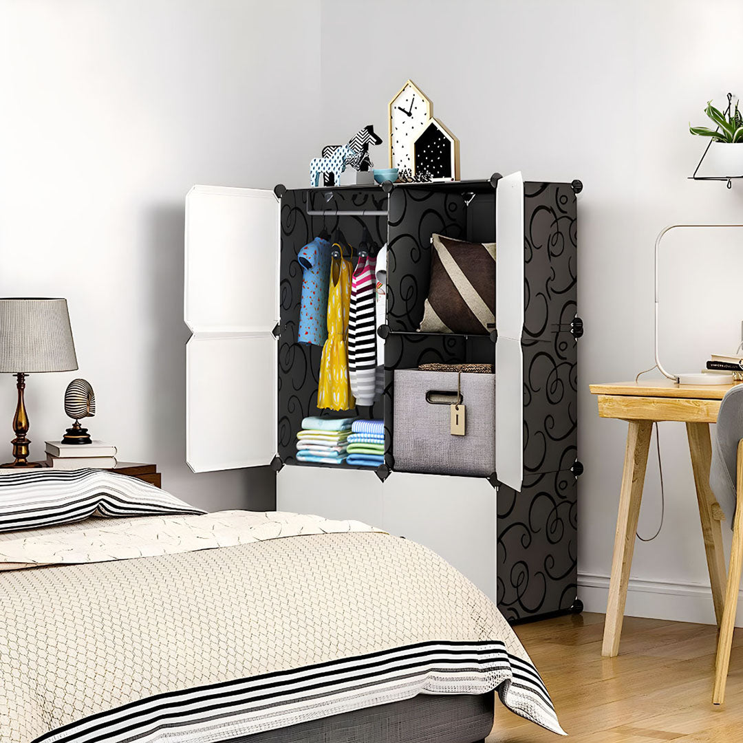 SOGA 3 Tier 6-Cube Portable Wardrobe Divide-Grid Modular Storage Organiser Foldable Closet - Cafe Supply