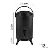 SOGA 2X 12L Stainless Steel Insulated Milk Tea Barrel Hot and Cold Beverage Dispenser Container with Faucet Black - Cafe Supply