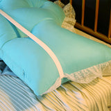 SOGA 2X 180cm Light Blue Princess Bed Pillow Headboard Backrest Bedside Tatami Sofa Cushion with Ruffle Lace Home Decor - Cafe Supply