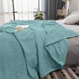 SOGA 2X Sky Blue Throw Blanket Warm Cozy Striped Pattern Thin Flannel Coverlet Fleece Bed Sofa Comforter - Cafe Supply