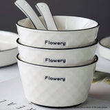 SOGA Diamond Pattern Ceramic Dinnerware Set Crockery Soup Bowl Plate Server Kitchen Home Decor Set of 4 - Cafe Supply