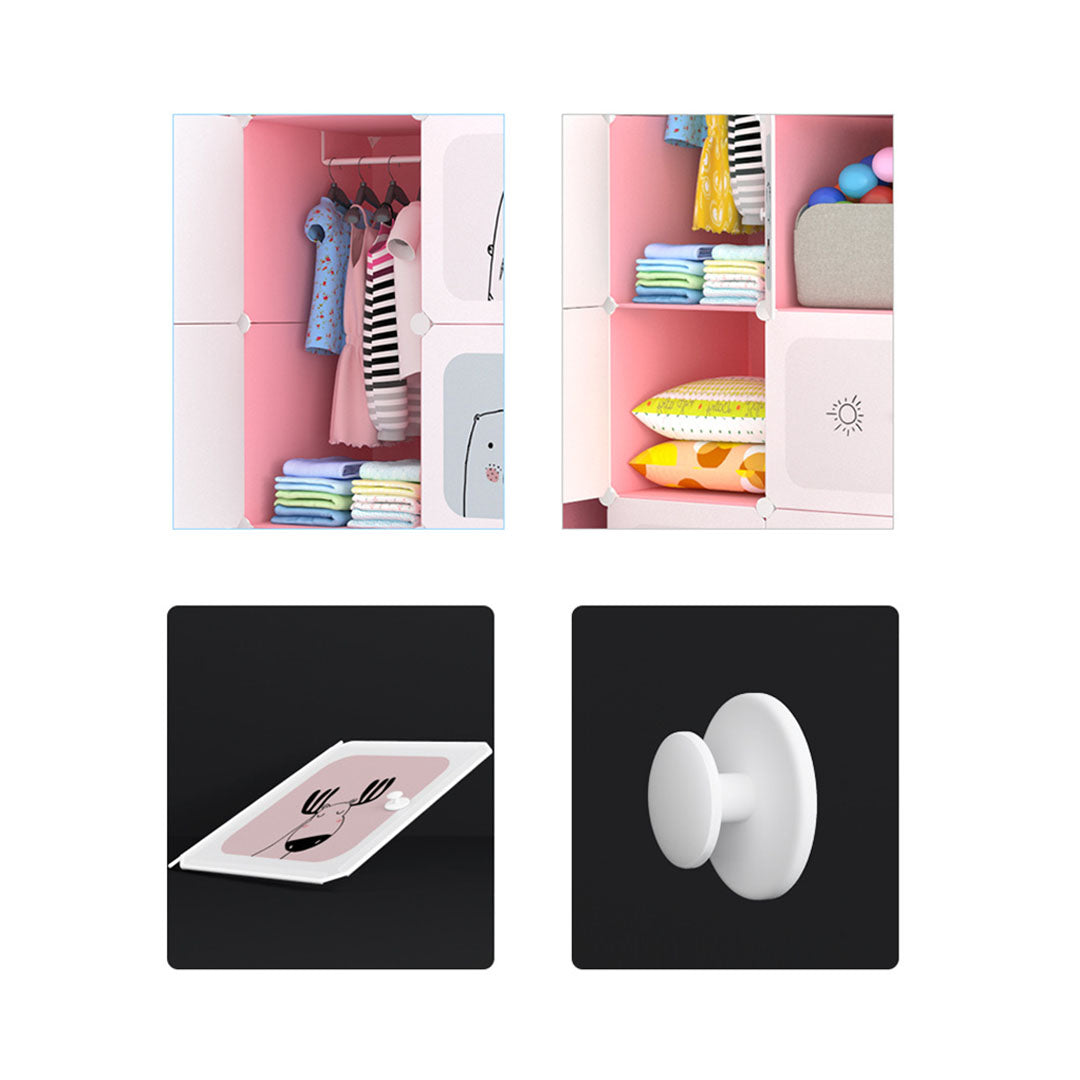 SOGA 6 Cubes Pink Portable Wardrobe Divide-Grid Modular Storage Organiser Foldable Closet - Cafe Supply