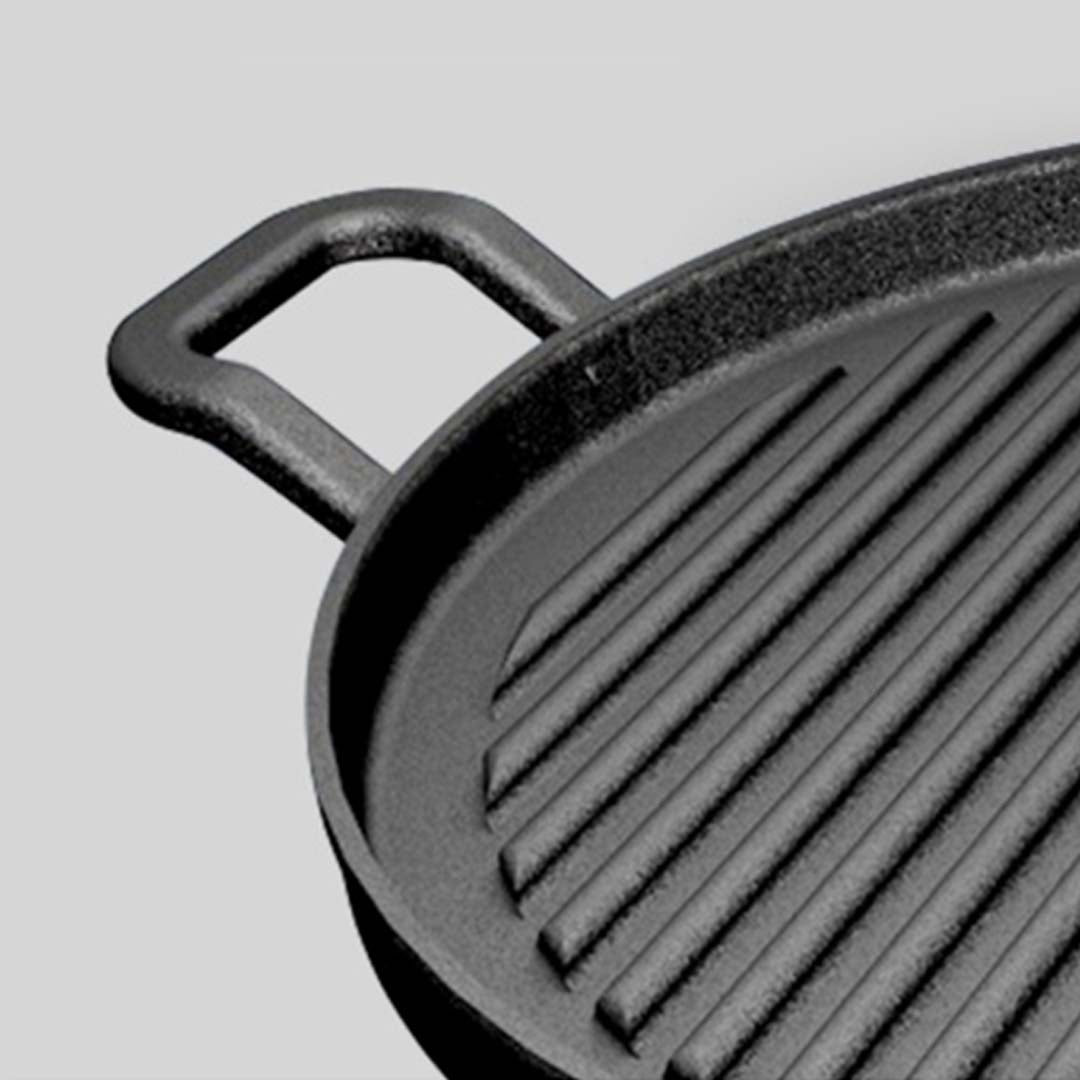 SOGA 30cm Ribbed Cast Iron Frying Pan Skillet Coating Steak Sizzle Platter - Cafe Supply