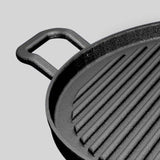 SOGA 30cm Ribbed Cast Iron Frying Pan Skillet Coating Steak Sizzle Platter - Cafe Supply