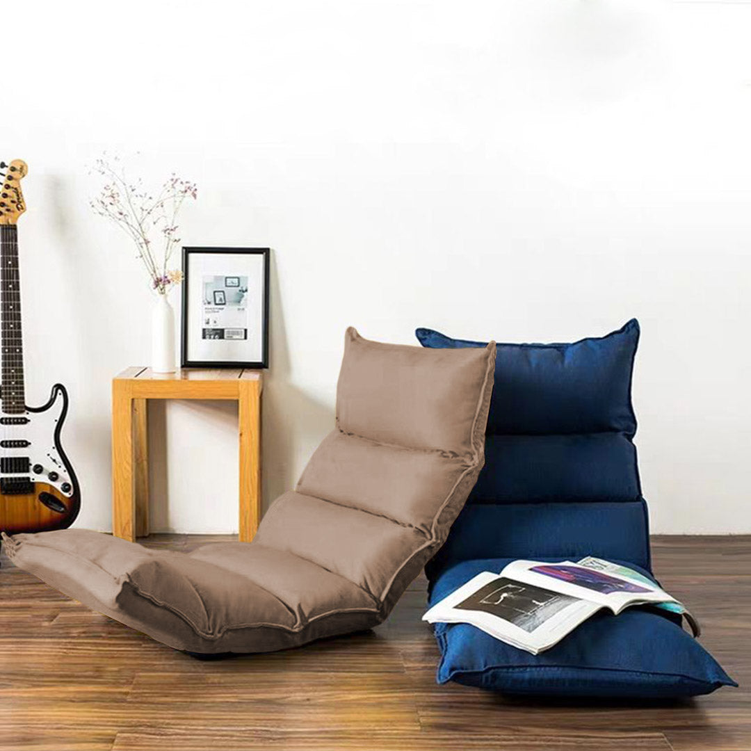 SOGA 2X Foldable Tatami Floor Sofa Bed Meditation Lounge Chair Recliner Lazy Couch Khaki - Cafe Supply