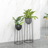 SOGA 2X 50cm Round Wire Metal Flower Pot Stand with Black Flowerpot Holder Rack Display - Cafe Supply