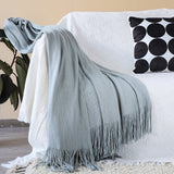 SOGA Grey Acrylic Knitted Throw Blanket Solid Fringed Warm Cozy Woven Cover Couch Bed Sofa Home Decor - Cafe Supply