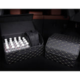 SOGA 4X Leather Car Boot Collapsible Foldable Trunk Cargo Organizer Portable Storage Box Black/Gold Stitch Large - Cafe Supply