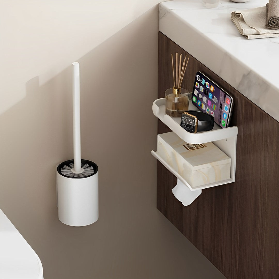 SOGA 27cm Wall-Mounted Toilet Brush with Holder Bathroom Cleaning Scrub White - Cafe Supply