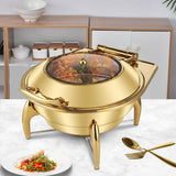 SOGA Gold Plated Stainless Steel Round Chafing Dish Tray Buffet Cater Food Warmer Chafer with Top Lid - Cafe Supply