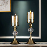 SOGA 2X 43cm Glass Candle Holder Candle Stand Glass/Metal - Cafe Supply