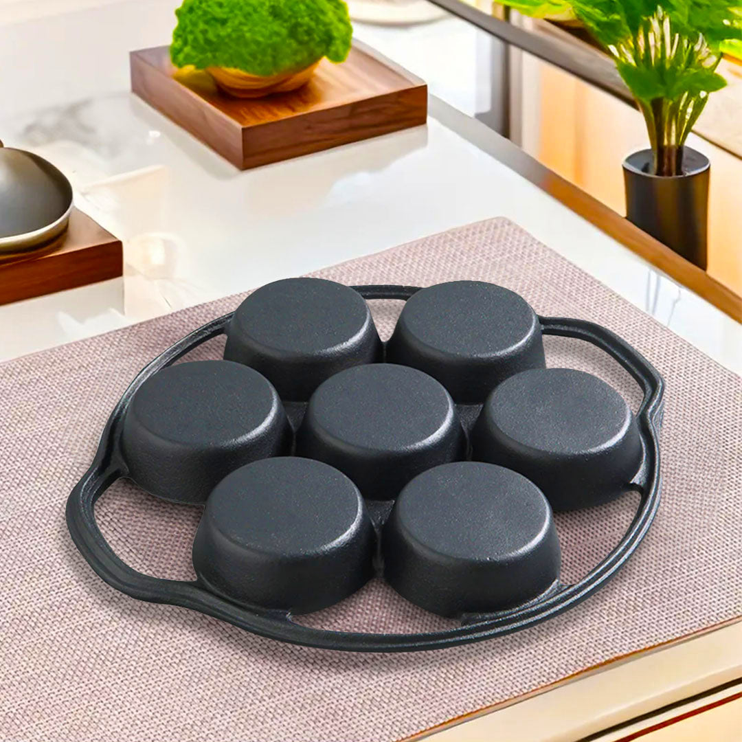 SOGA 2X 32cm Cast Iron Takoyaki Fry Pan Octopus Balls Maker 7 Hole Cavities Grill Mold - Cafe Supply