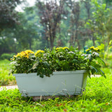 SOGA 49.5cm Blue Rectangular Planter Vegetable Herb Flower Outdoor Plastic Box with Holder Balcony Garden Decor Set of 3 - Cafe Supply