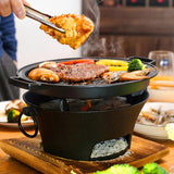 SOGA 2X Small Cast Iron Round Stove Charcoal Table Net Grill Japanese Style BBQ Picnic Camping with Wooden Board - Cafe Supply