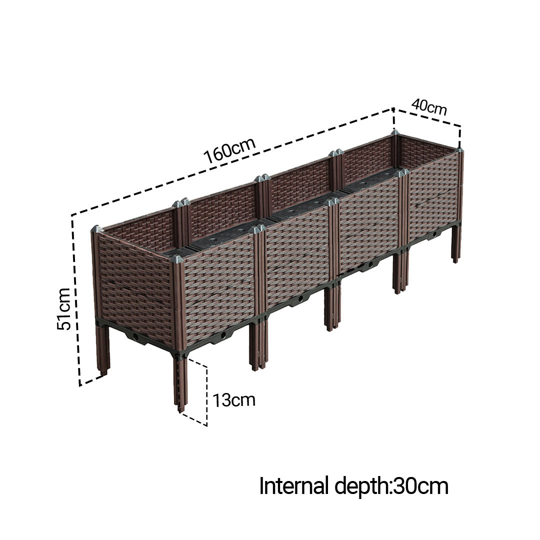 SOGA 2X 160cm Raised Planter Box Vegetable Herb Flower Outdoor Plastic Plants Garden Bed with Legs Deepen - Cafe Supply