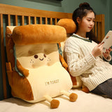 SOGA 2X Smiley Face Toast Bread Wedge Cushion Stuffed Plush Cartoon Back Support Pillow Home Decor - Cafe Supply