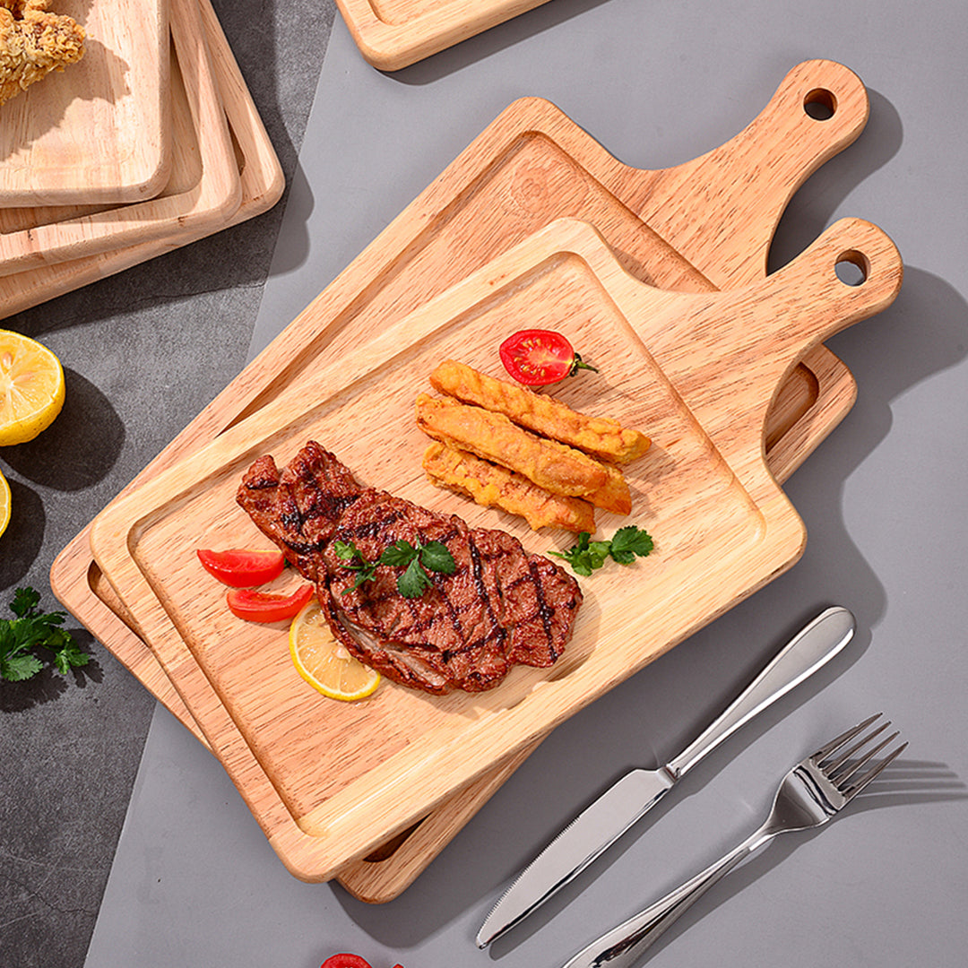 SOGA 2X 30cm Rectangle Premium Wooden Oak Food Serving Tray Charcuterie Board Paddle Home Decor - Cafe Supply