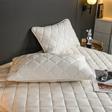SOGA 2X White 183cm Wide Cross-Hatch Mattress Cover Thick Quilted Stretchable Bed Spread Sheet Protector with Pillow Covers - Cafe Supply