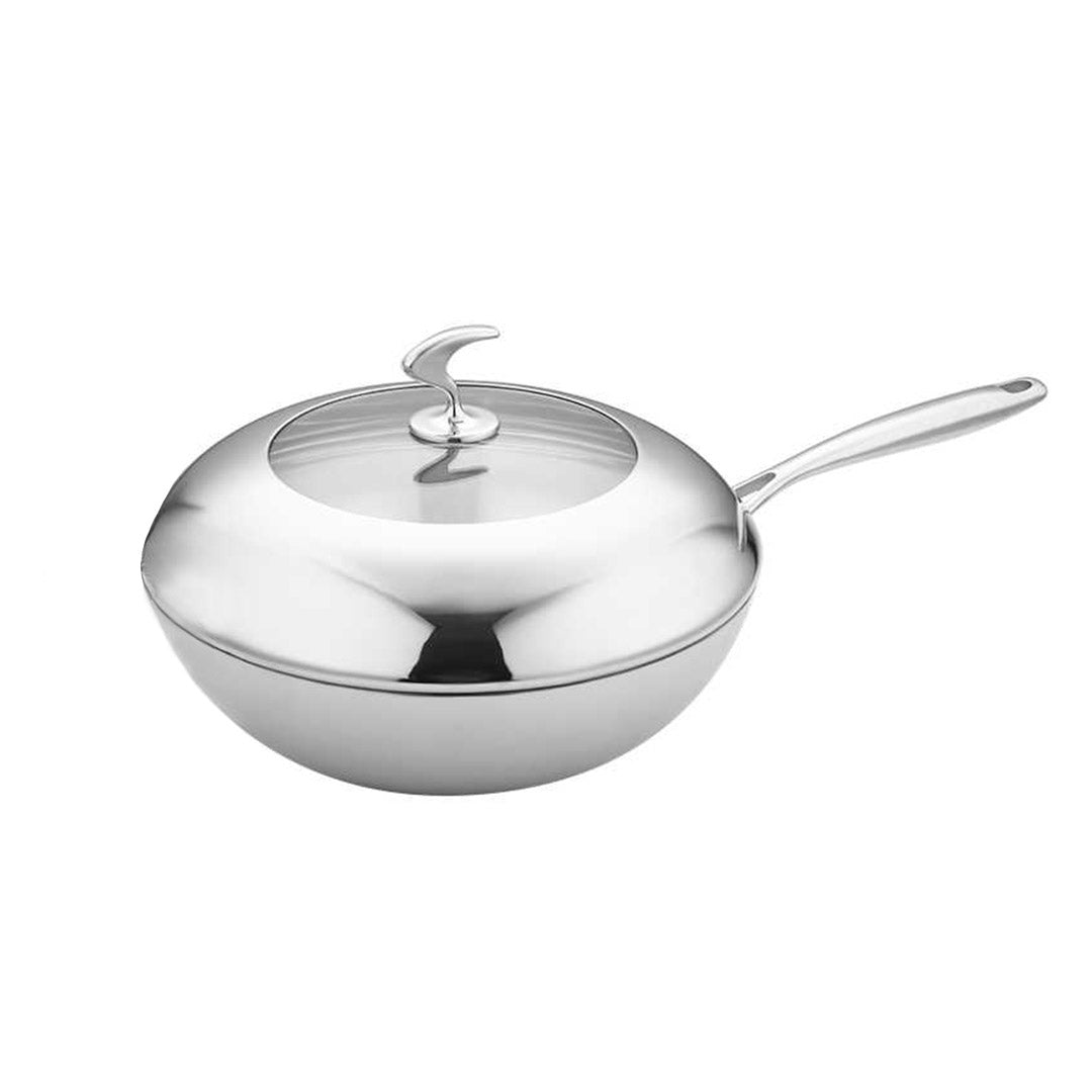 SOGA 2X 18/10 Stainless Steel Fry Pan 30cm Frying Pan Top Grade Cooking Non Stick Interior Skillet with Lid - Cafe Supply